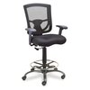 Officesource CoolMesh Pro Mesh Back Task Stool with Adjustable Arms, Upholstered Seat, Footring and Black Base 8051ANSFGR